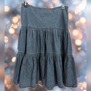 Women's Western Size 4 Tiered Denim Skirt